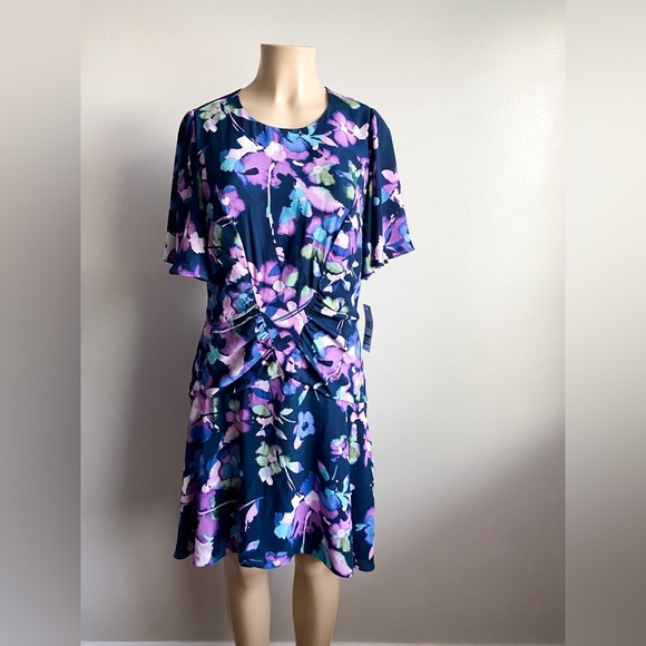 Donna Morgan Tie Dye Watercolor Sterling Dress Easter Modest Girly Floral 10 - Picture 8 of 13